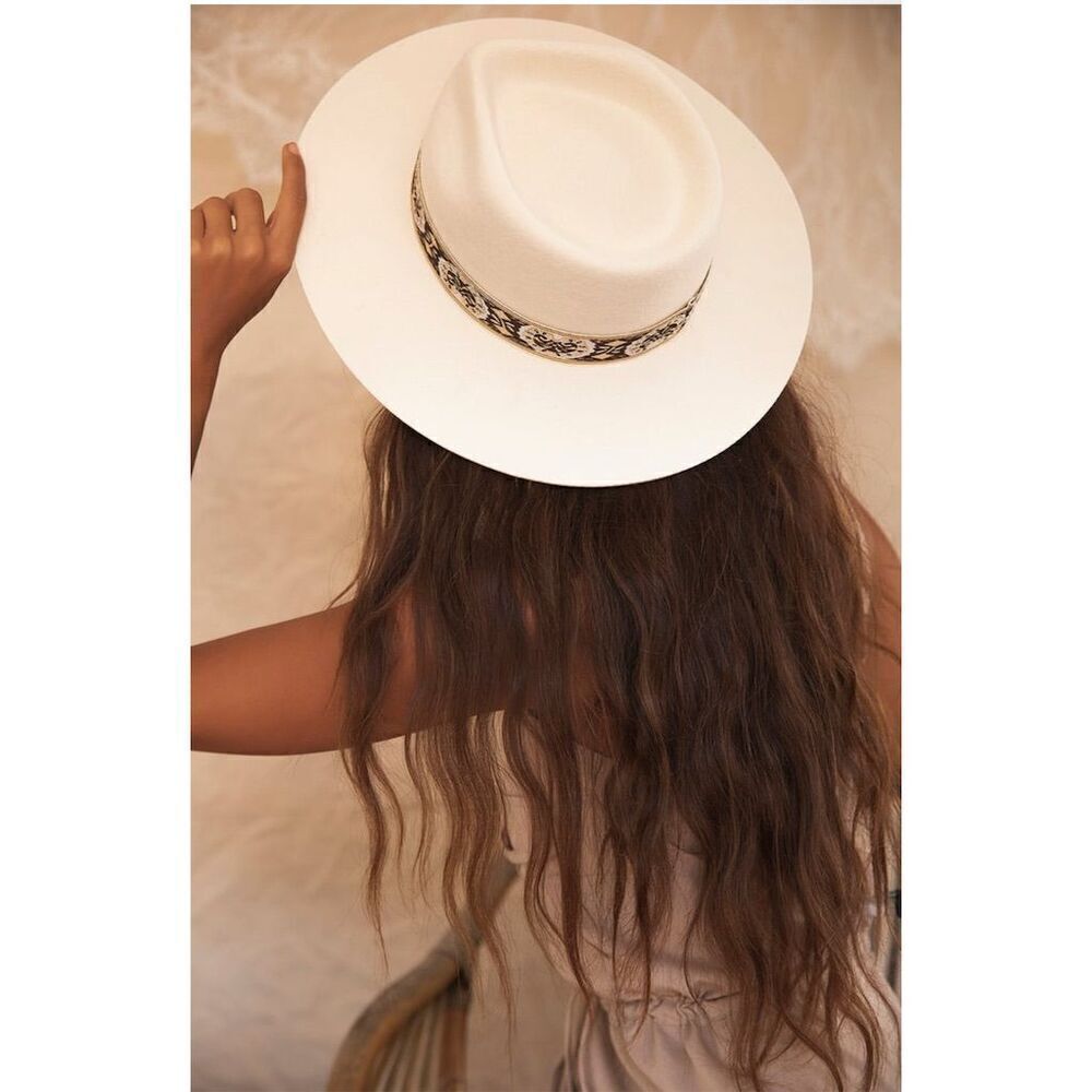 Lack Of Color Beverly Ivory Wide-Brimmed Fedora Hat Unisex L Western Cowgirl